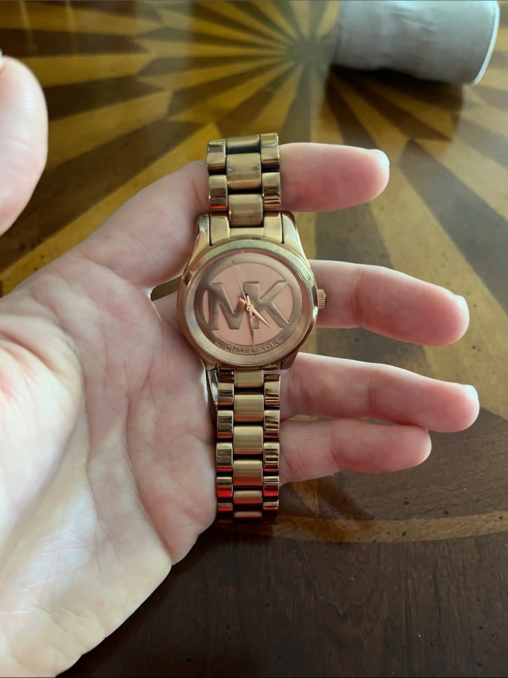 Michael Kors Rose Gold MK Logo Bracelet Watch - Picture 5 of 8